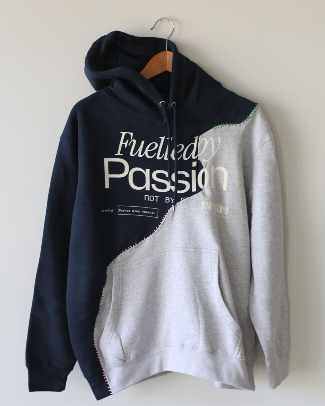 Upcycled Fuelled by Passion Hoodie - Half & Half - Medium