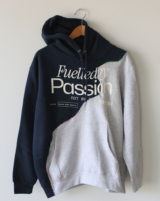 Upcycled Fuelled by Passion Hoodie - Half & Half - Medium