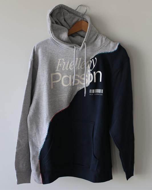 Ucycled Fuelled by Passion Hoodie - Half & Half 2 - Medium