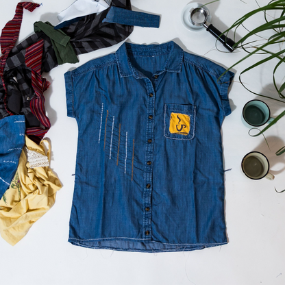 Upcycled Always Coffee Denim Shirt - Medium